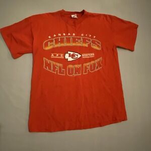 Vtg 1996 Kansas City Chiefs-Single Stitch-NFL on Fox TShirt L USA Cotton '90's